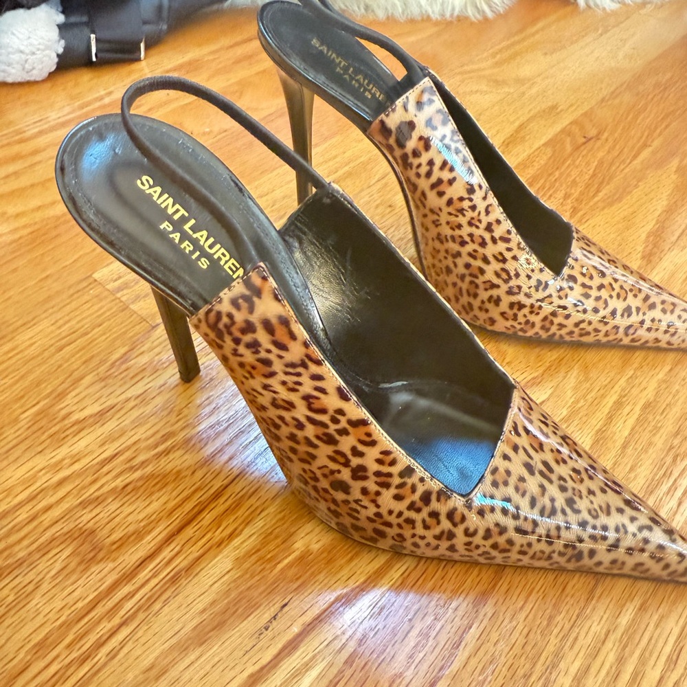 Saint Laurent Raven 120mm Leopard-Print Slingback Pumps
Retail $1,070 - Picture 6 of 8
